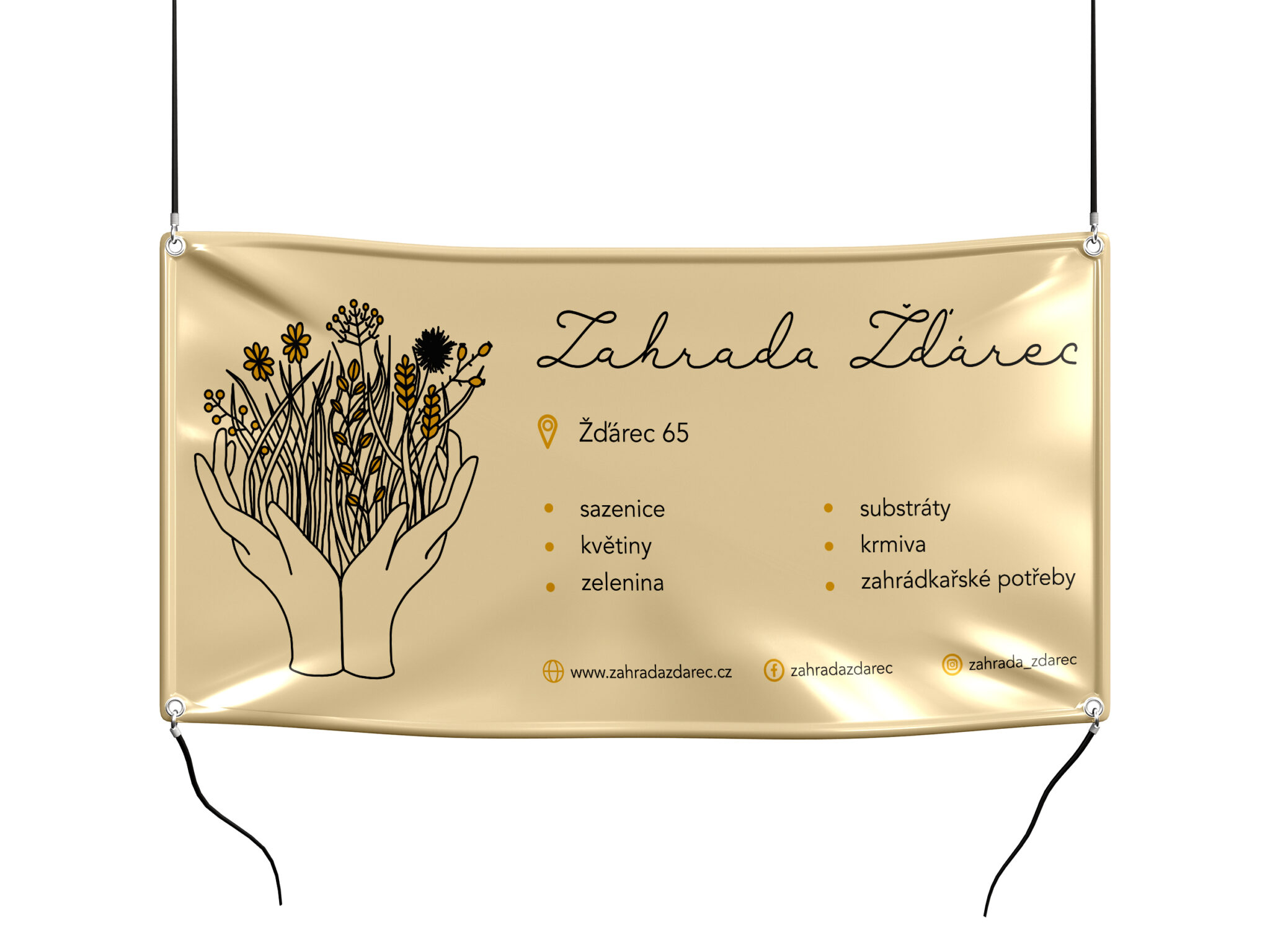 Horizontal Hanging Advertisement Banner Mockup